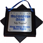 Grandad's Shed ~ Help Required ~ Only Small Hands Need Apply Hanging Acrylic Metal Plaque - Gift Boxed